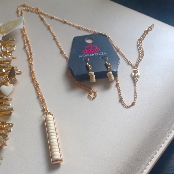 Paparazzi Gold and Cream Earring Collection - Picture 4 of 4